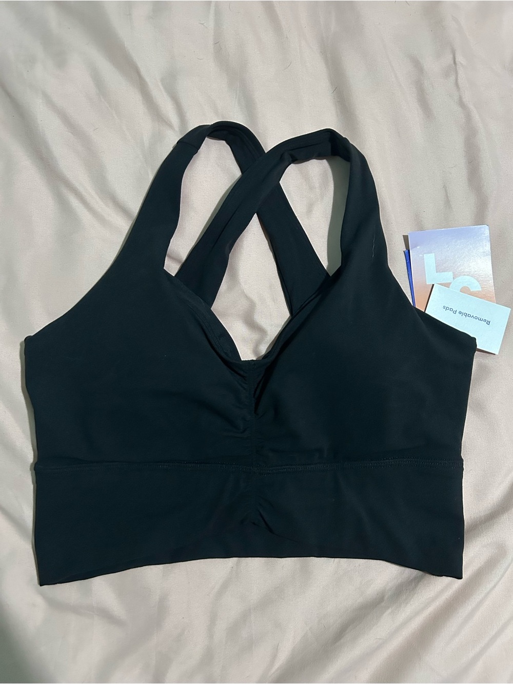 Black Crisscross Back Sports Bra - Women
